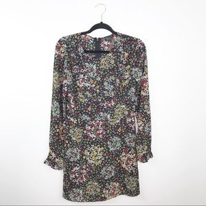 Topshop black floral long sleeve dress